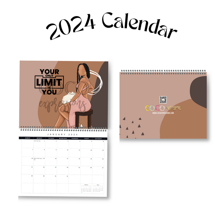 Glam Neutral Melanin - 2024 Wall Calendar