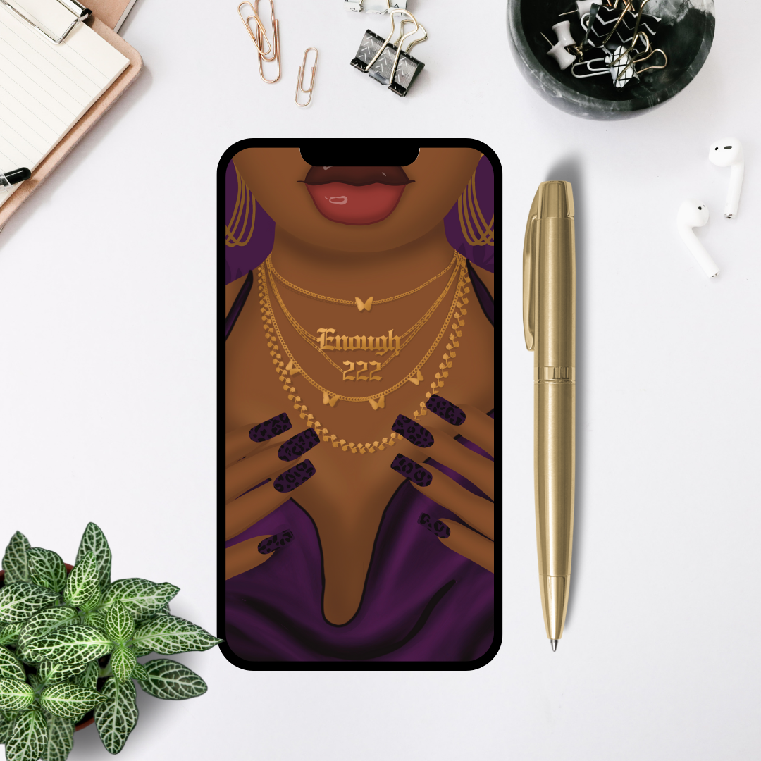 I am Enough - Purple Digital iPhone Wallpaper/Screensaver