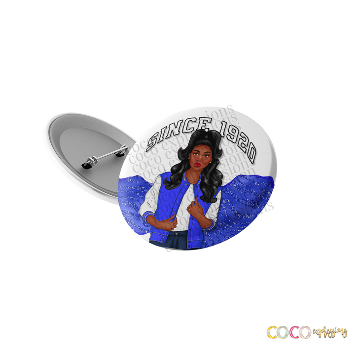Blue and White Sorority Inspired Button/Badge, Party Favor, Flair, Magnets, Sorors