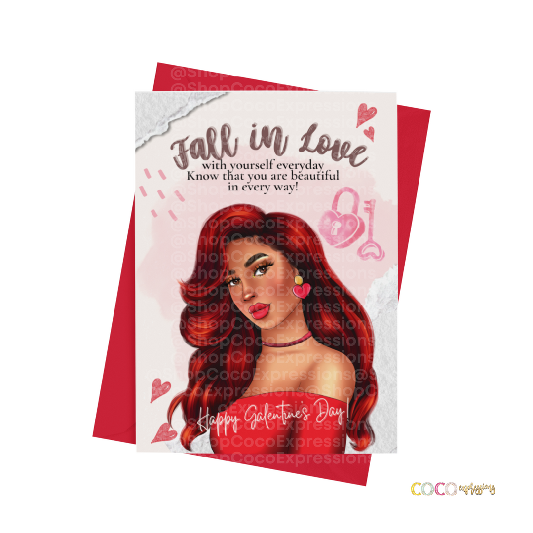 "Fall in Love" Galentines Day Card