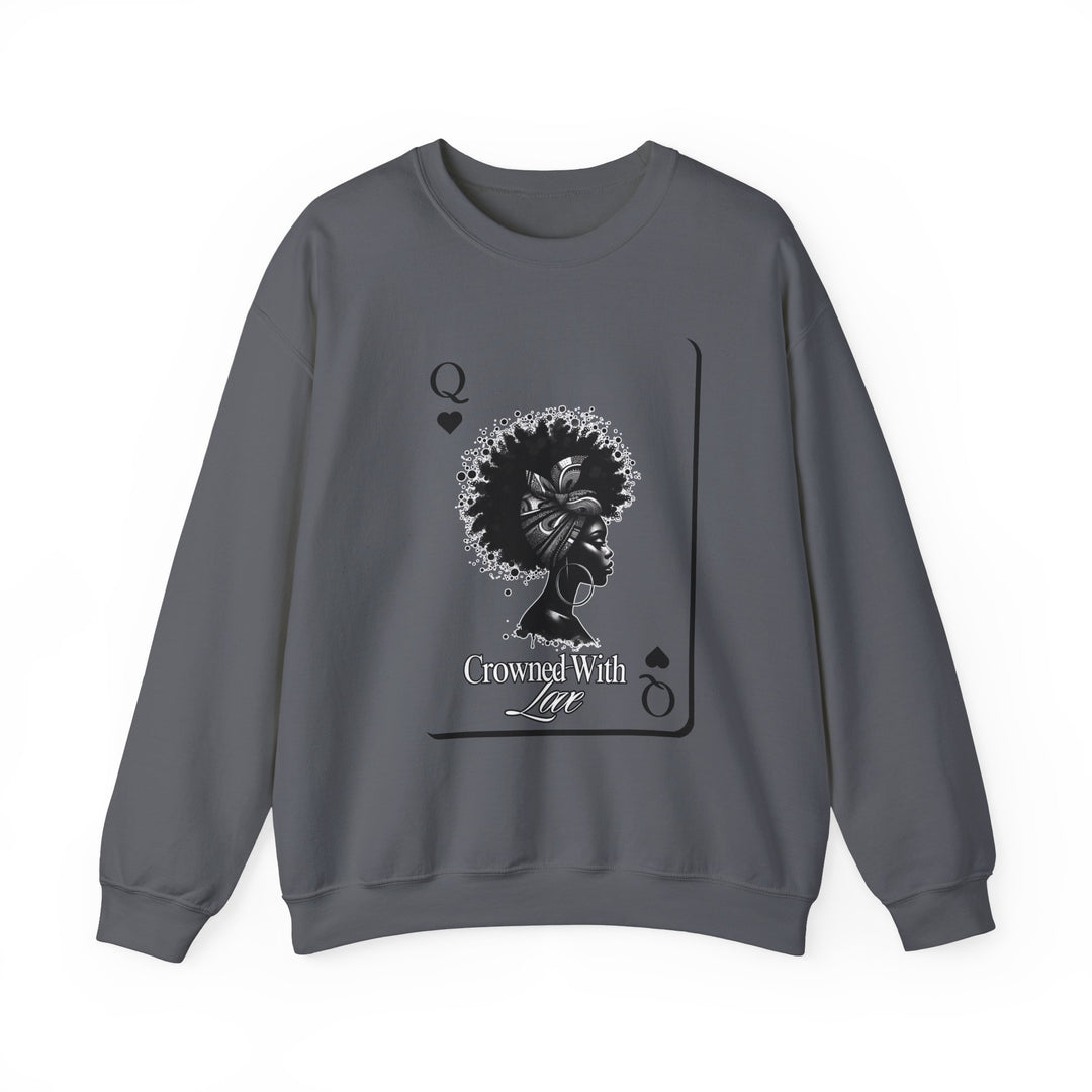 Crowned with Love Sweatshirt - Queen of Hearts Collection | Unisex Heavy Blend Crewneck Sweatshirt