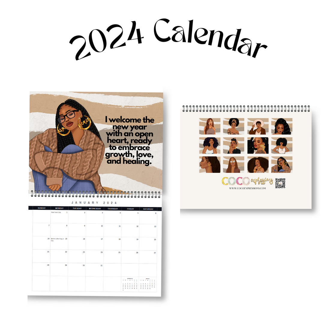 Ebony Elegance - 2024 Wall Calendar
