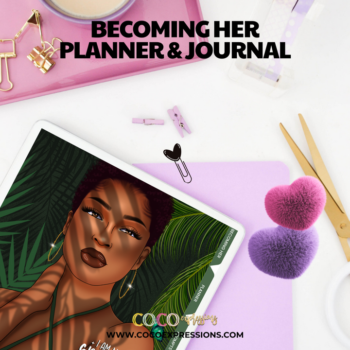 Becoming HER Hyperlinked Digital Planner | Goodnotes and Notability Compatible | Original Hand Drawn Artwork | That Girl Planner