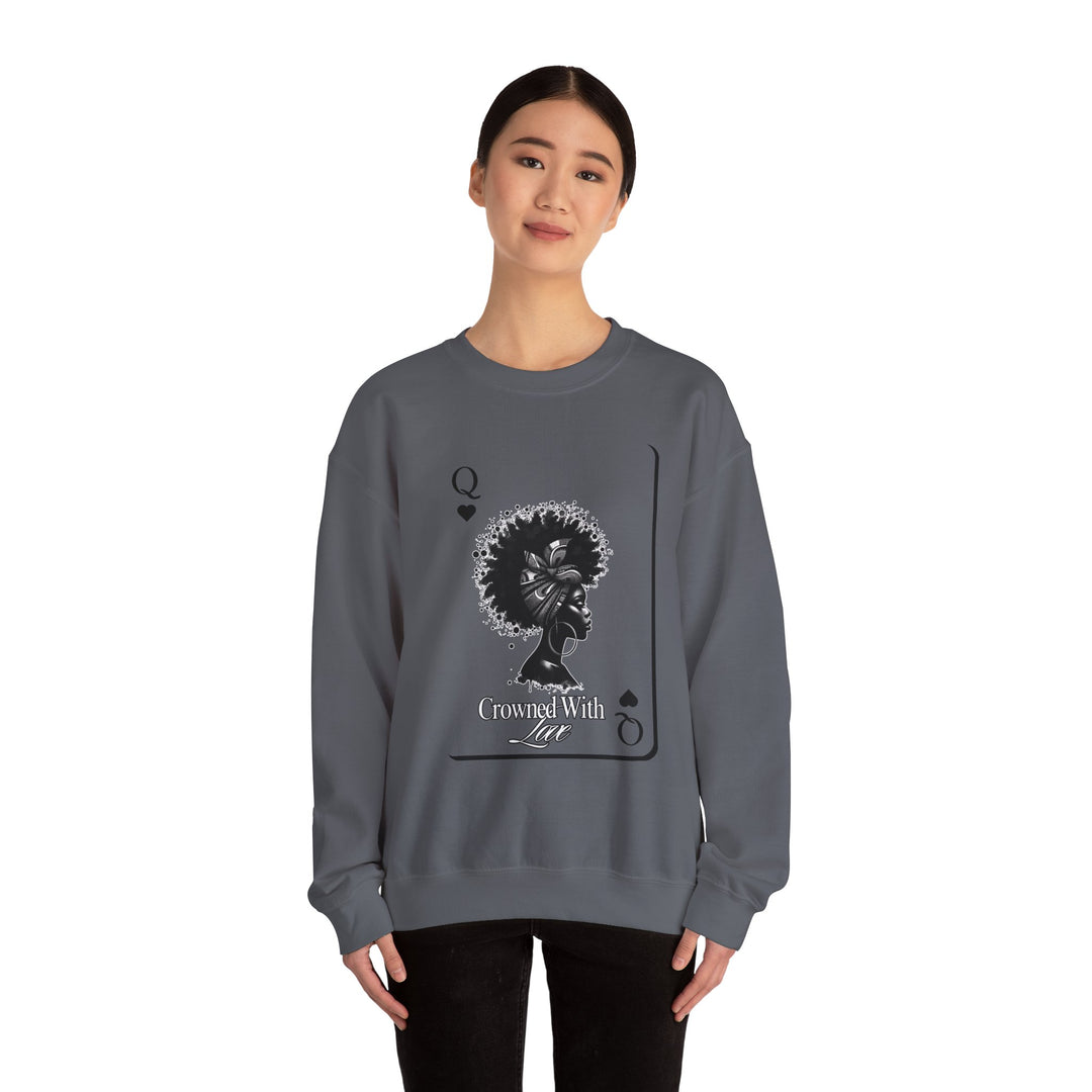 Crowned with Love Sweatshirt - Queen of Hearts Collection | Unisex Heavy Blend Crewneck Sweatshirt