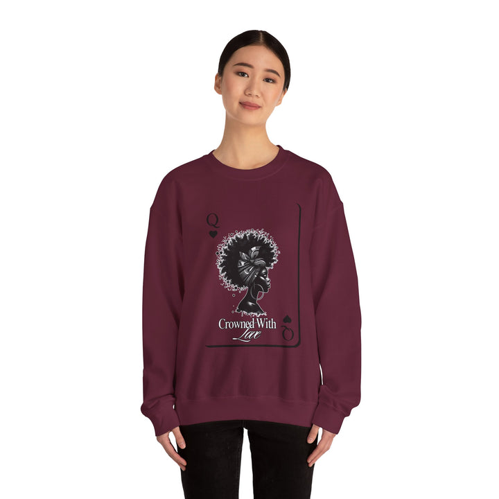 Crowned with Love Sweatshirt - Queen of Hearts Collection | Unisex Heavy Blend Crewneck Sweatshirt