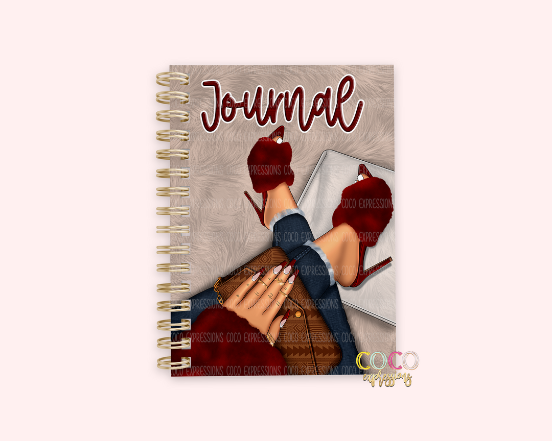 Stepping Fierce: Furry Shoes Hardcover Journal | 6x9 Wire-Bound | 100 Pages in 3 Skin Tone Options