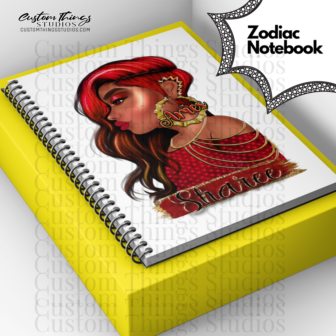 Custom Zodiac Notebook, Journal, African american stationery