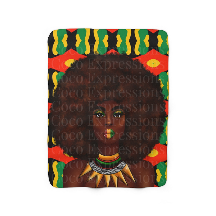 Wakanda Forever Afro (Brown) Sherpa Fleece Blanket
