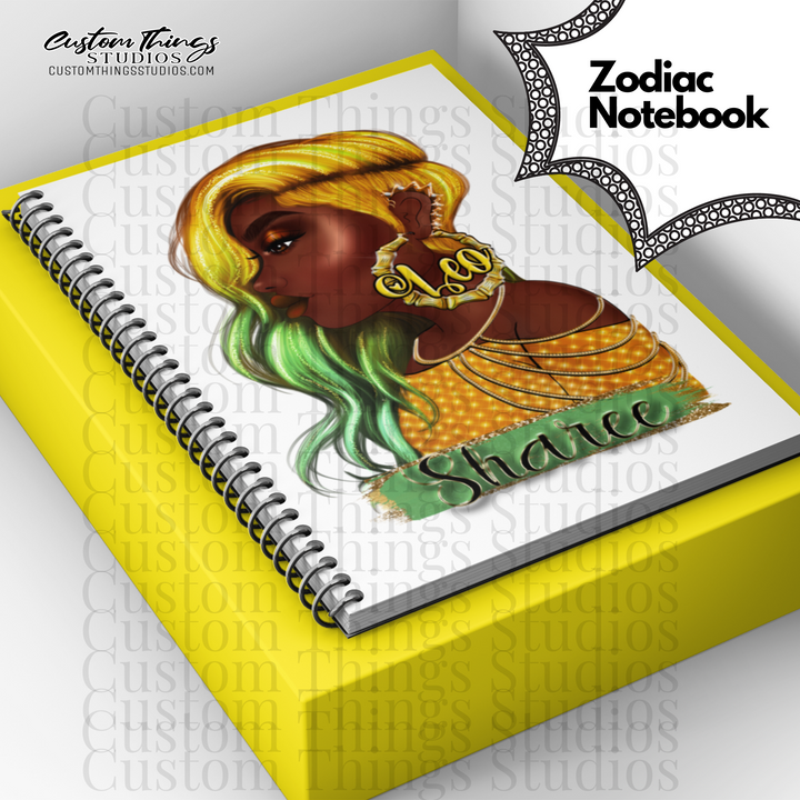 Custom Zodiac Notebook, Journal, African american stationery