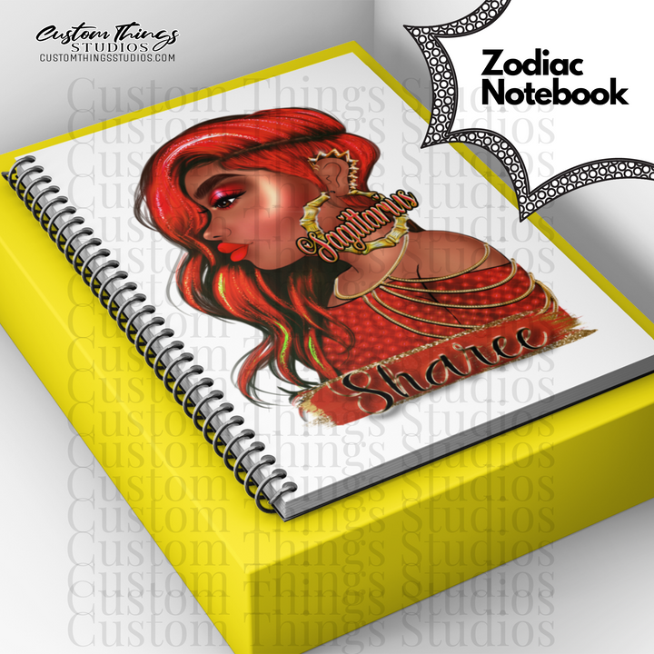 Custom Zodiac Notebook, Journal, African american stationery