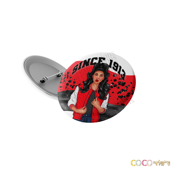 Crimson and Black Sorority Inspired Button/Badge, Party Favor, Flair, Magnets, Sorors